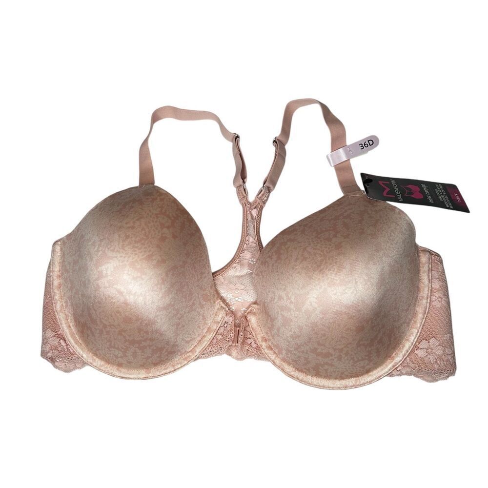 New Maidenform Pink T Back Lined extra coverage Bra 36D